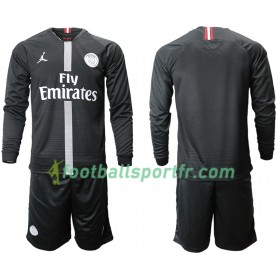 Tenue Paris Saint Germain Jordan Noir Enfant Troisieme 2018-2019 Maillot de Foot ML
